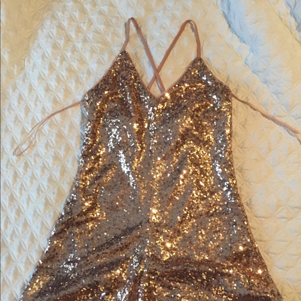 Windsor rose gold sequin romper